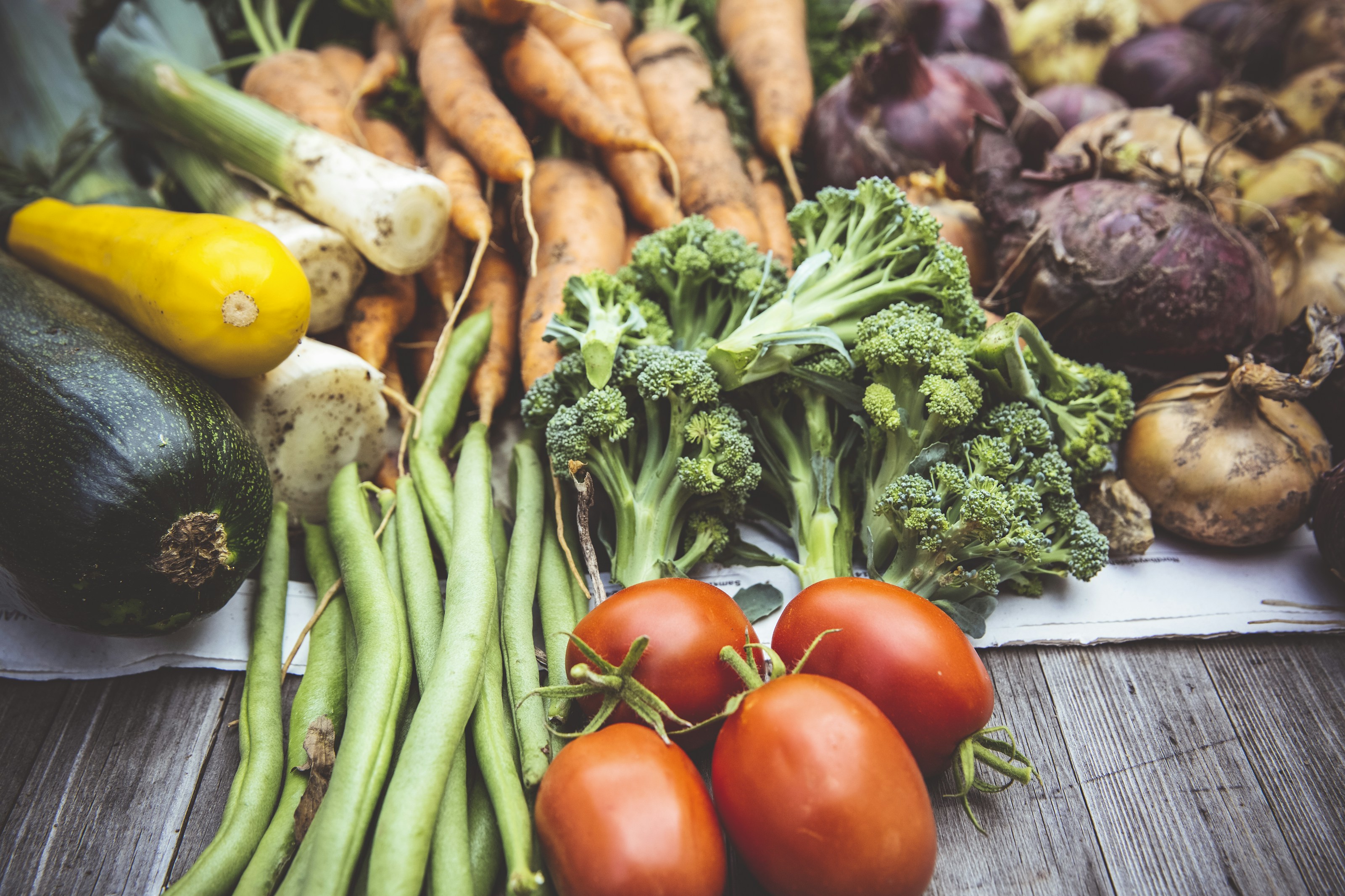 Freshly harvested garden vegetables